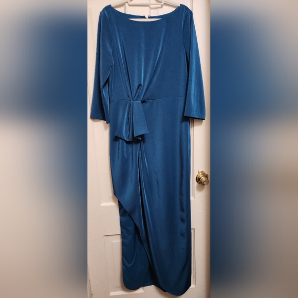 Kay Unger Teal Dress Plus SZ 14 - Picture 12 of 13